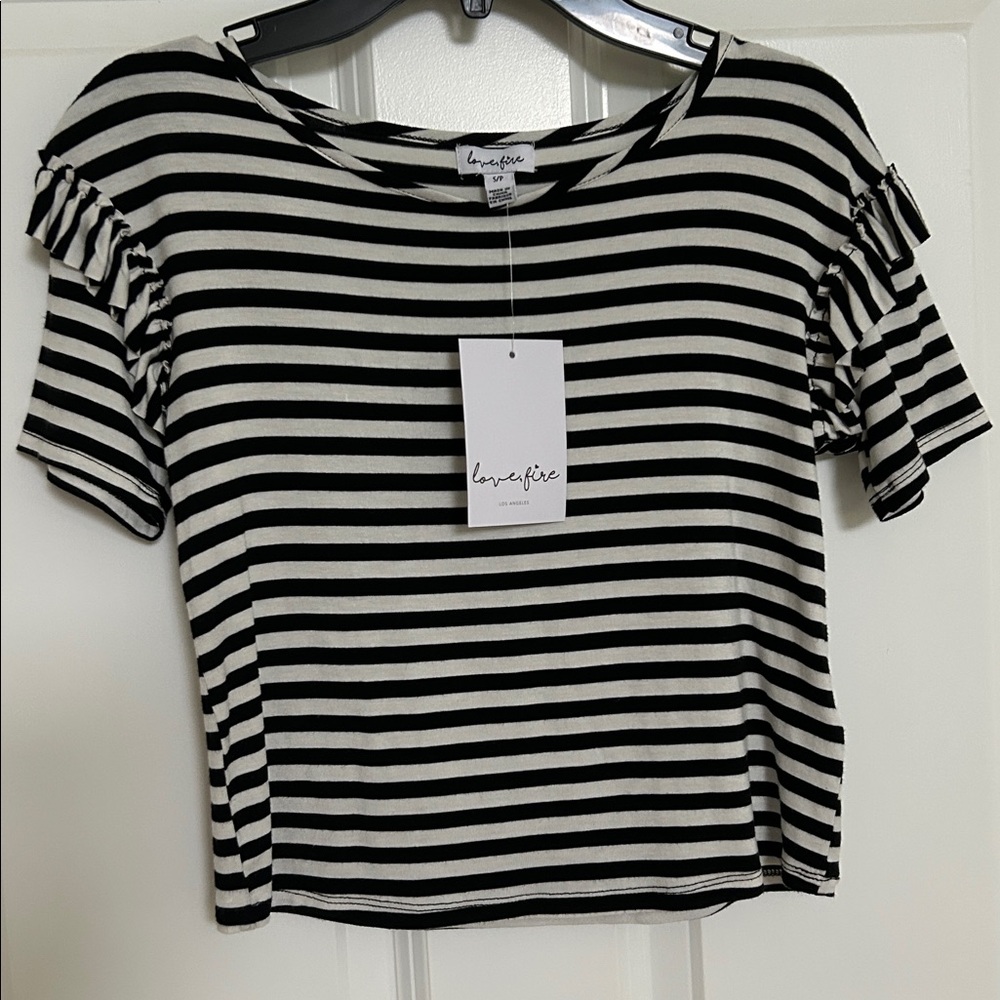 Love_Fire | black & white stripes girls top | S